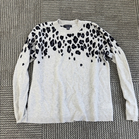 Saks Fifth Avenue 100% Cashmere Cascading Leopard Print Sweater, size XL - Picture 2 of 6